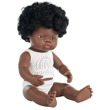 Papusa fetita africana 38 cm - Miniland - imagine 8